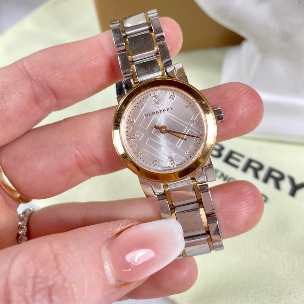 Burberry Metal Band Watch with Crystals